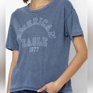 American Eagle Outfitters Vintage Vault T Shirt Blue Graphic Print Size Large